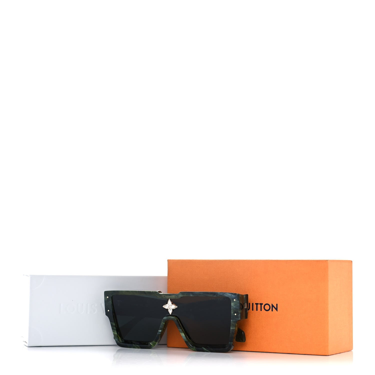 Louis Vuitton Acetate Marble Effect Swarovski Cyclone Sunglasses Z1552W Green 8 of 8