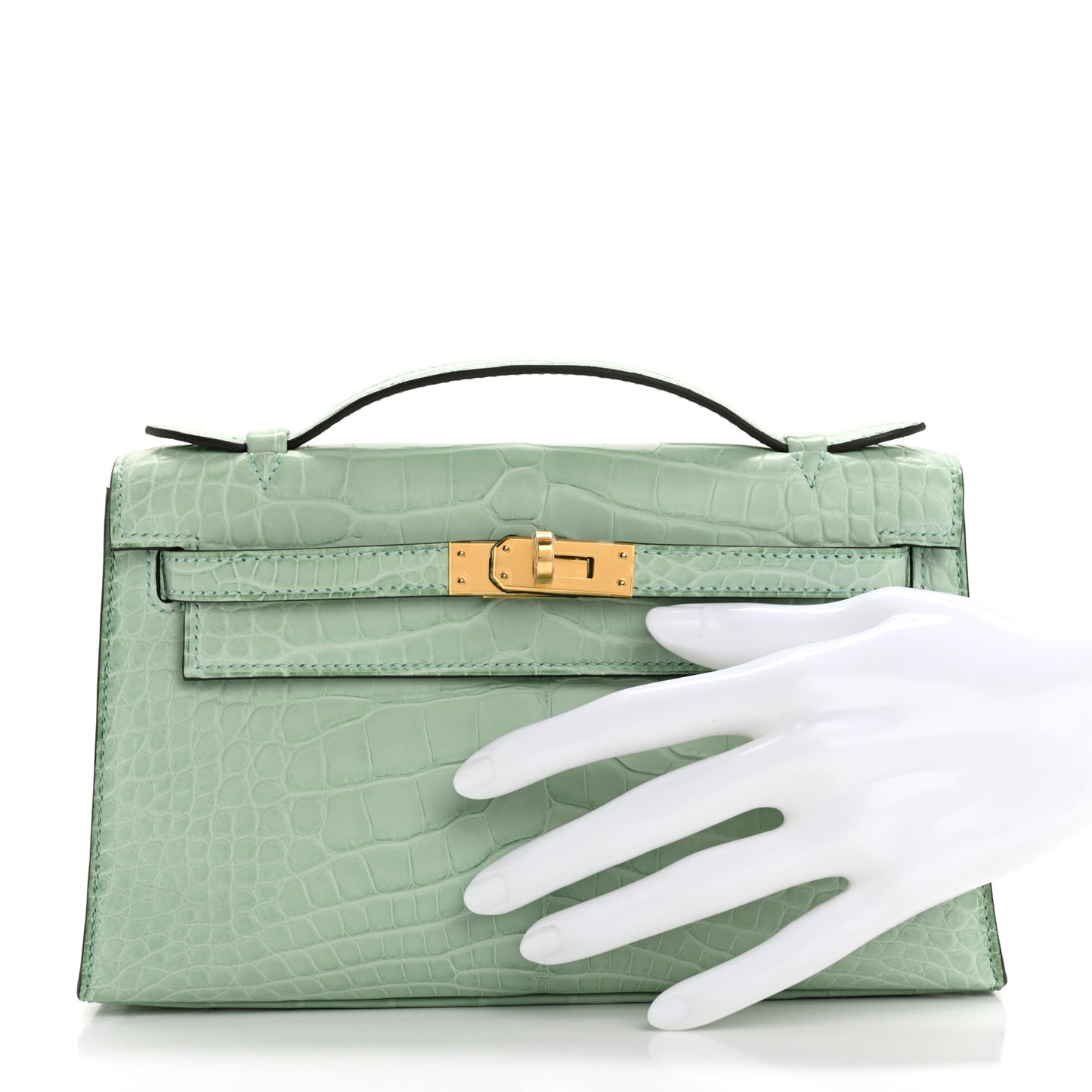 Matte Alligator Kelly Pochette Vert D'eau