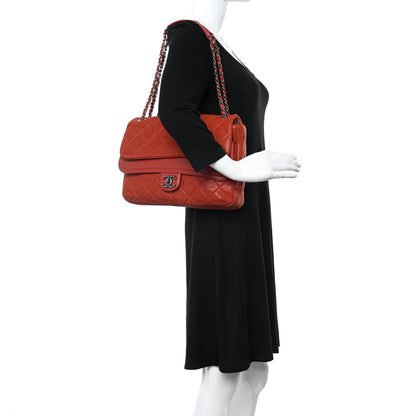 Chanel Iridescent Calfskin Jumbo In the Mix Double Flap Red 2 of 14