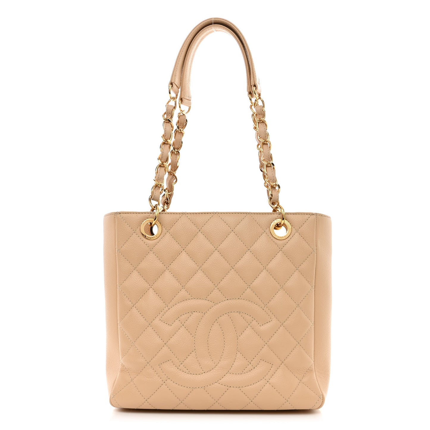 Caviar Quilted Petit Shopping Tote PST Beige Clair