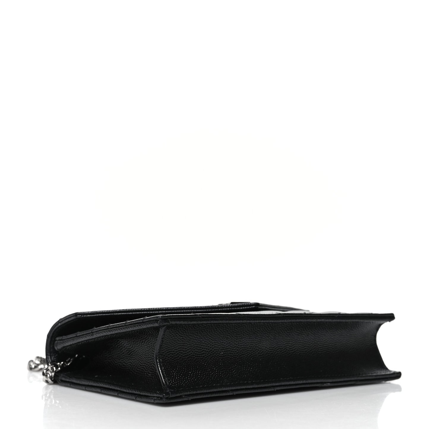 Grain De Poudre Matelasse Chevron Monogram Envelope Chain Wallet Black