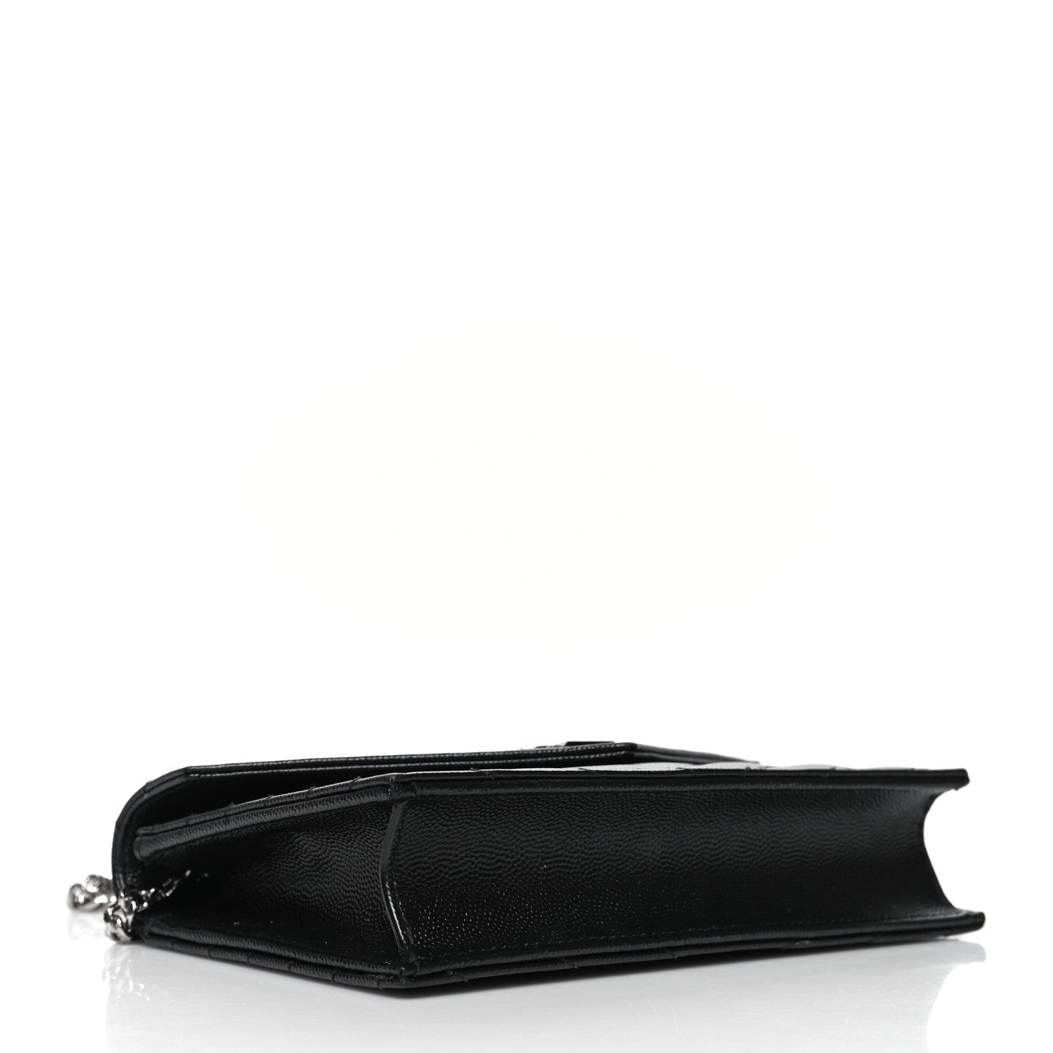 Saint Laurent Grain De Poudre Matelasse Chevron Monogram Envelope Chain Wallet Black 4 of 13