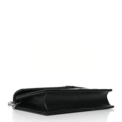 Saint Laurent Grain De Poudre Matelasse Chevron Monogram Envelope Chain Wallet Black 4 of 13