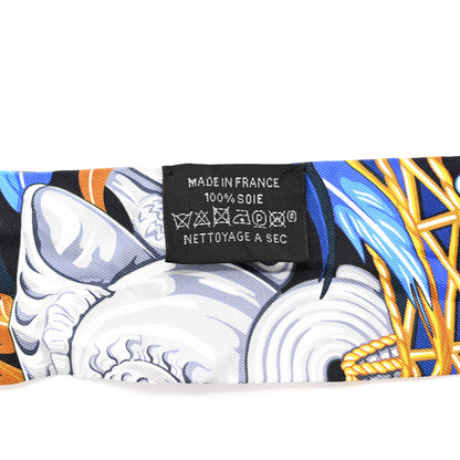 Hermes Silk La Danse Pacifique Twilly Bleu Nuit Jaune Vif 3 of 4