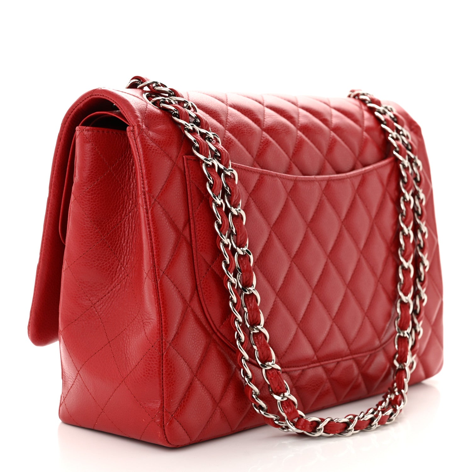 Chanel Caviar Quilted Maxi Double Flap Dark Red 3 of 10