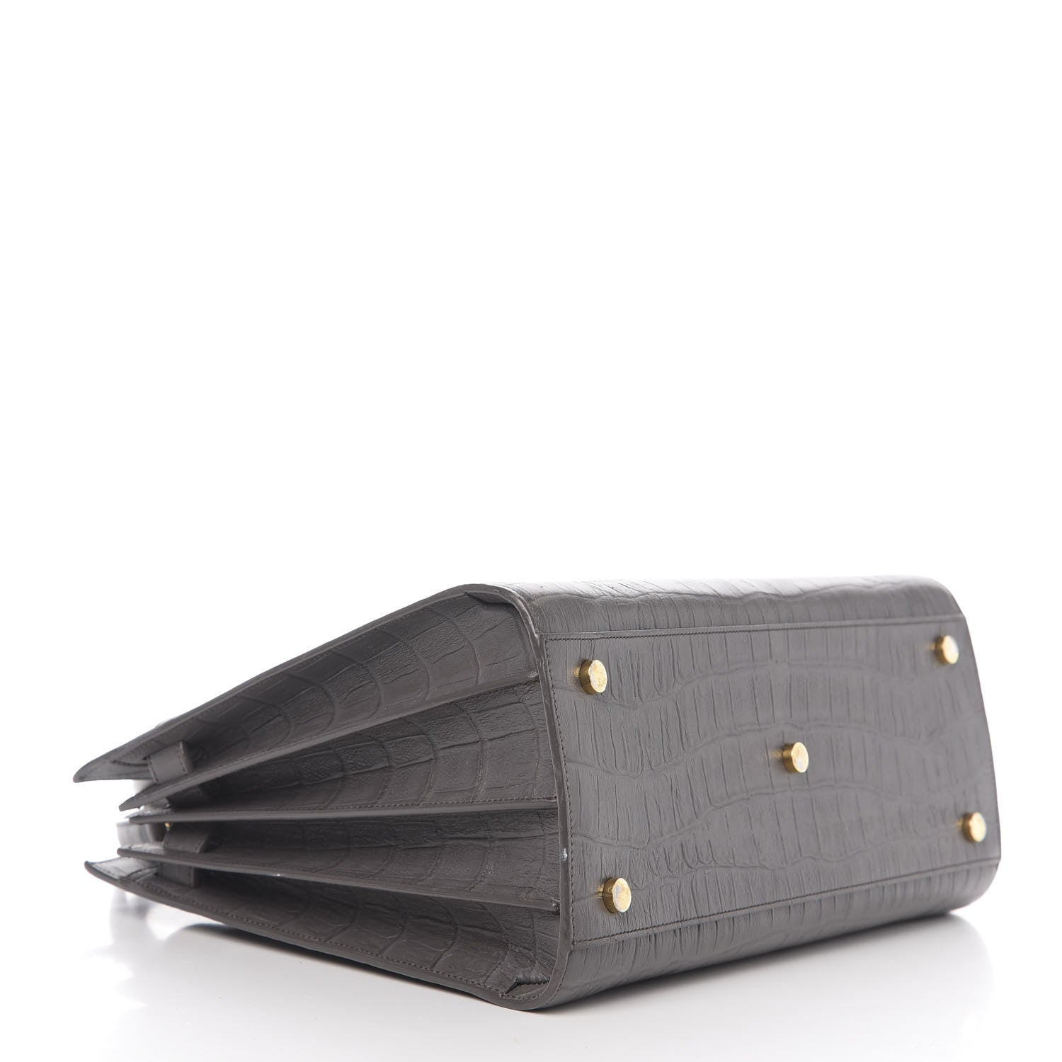 Saint Laurent Calfskin Crocodile Embossed Small Sac De Jour Earth 3 of 9