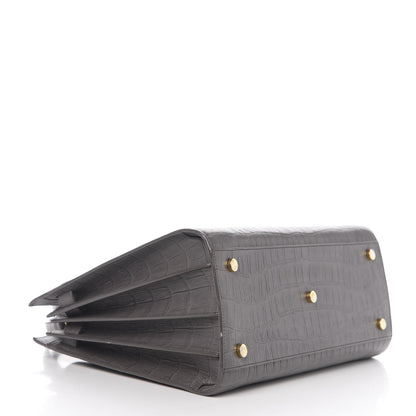 Saint Laurent Calfskin Crocodile Embossed Small Sac De Jour Earth 3 of 9