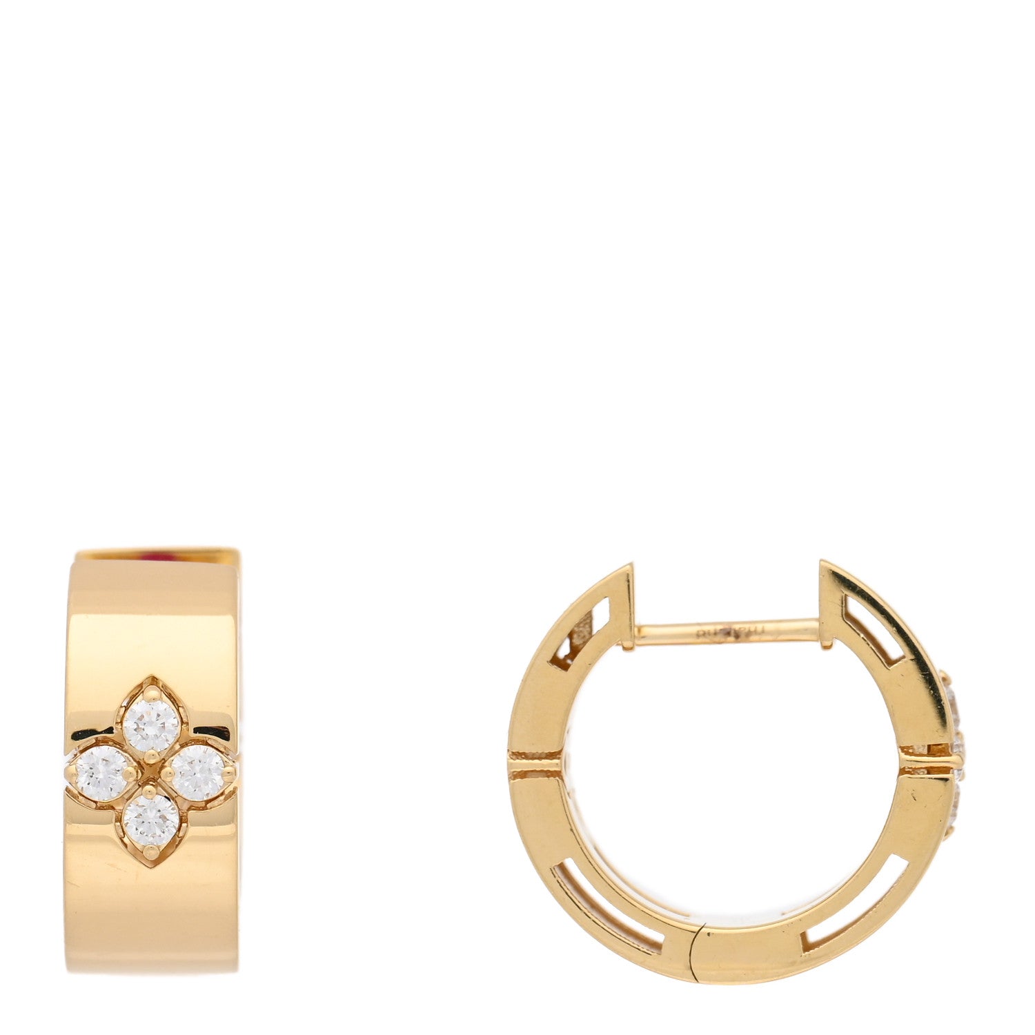 Roberto Coin 18K Yellow Gold Diamond Small Love in Verona Hoop Earrings 1 of 5