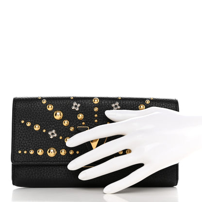 Louis Vuitton Taurillon Studded Sol Capucines Wallet Black 2 of 7