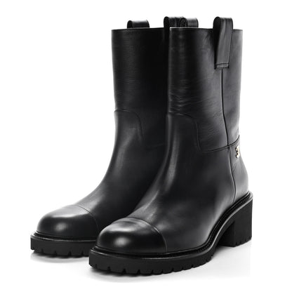 Chanel Calfskin CC Ankle Boots 40.5 Black 3 of 12