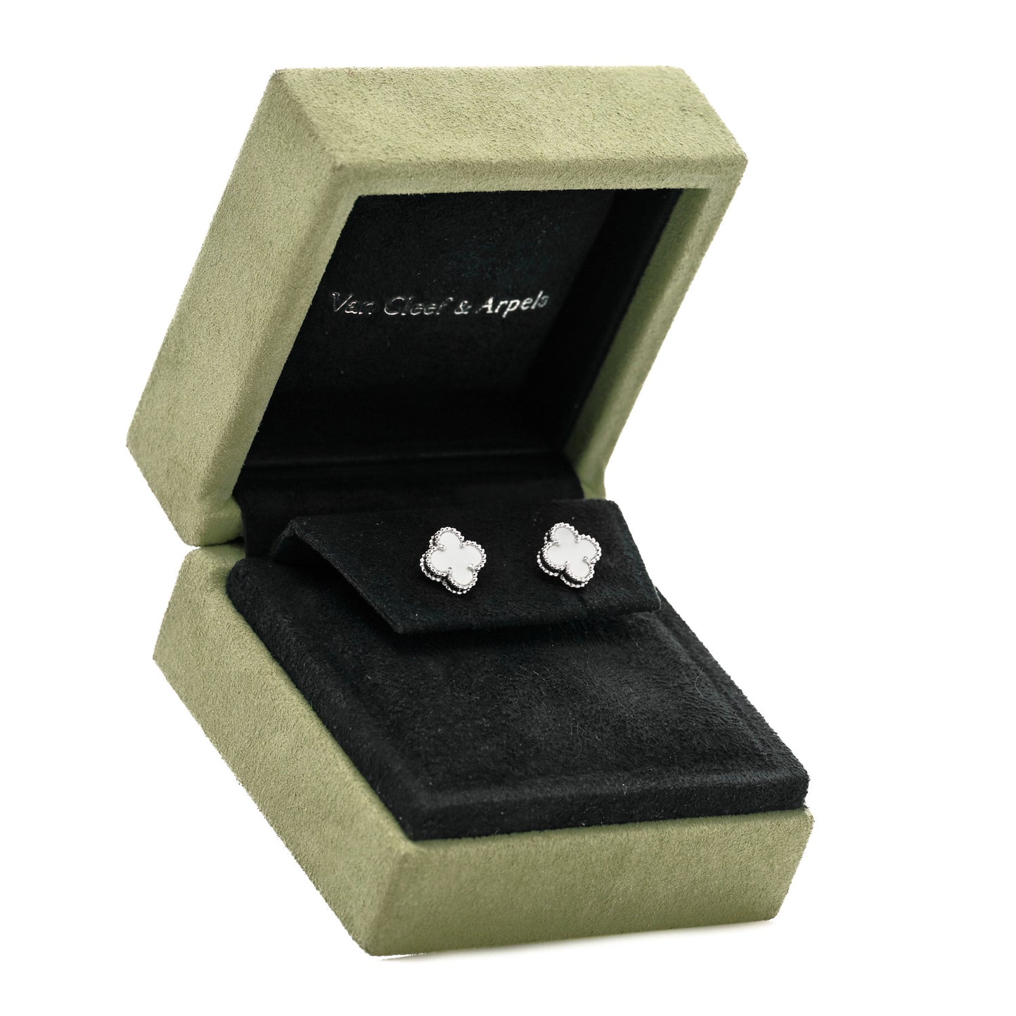 18K White Gold Mother of Pearl Sweet Alhambra Earrings