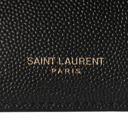 Saint Laurent Grain De Poudre Matelasse Chevron Monogram Zipped Two-Part Wallet Black 6 of 9