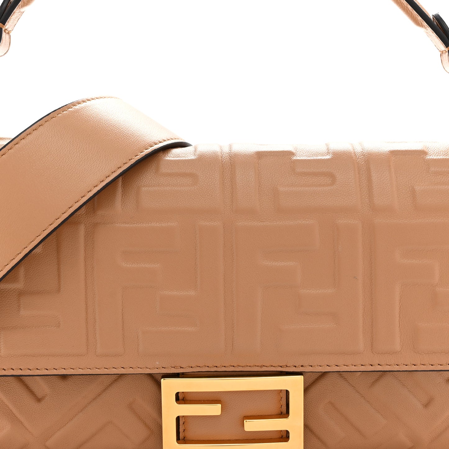 Nappa FF 1974 Embossed Baguette Miele Scuro