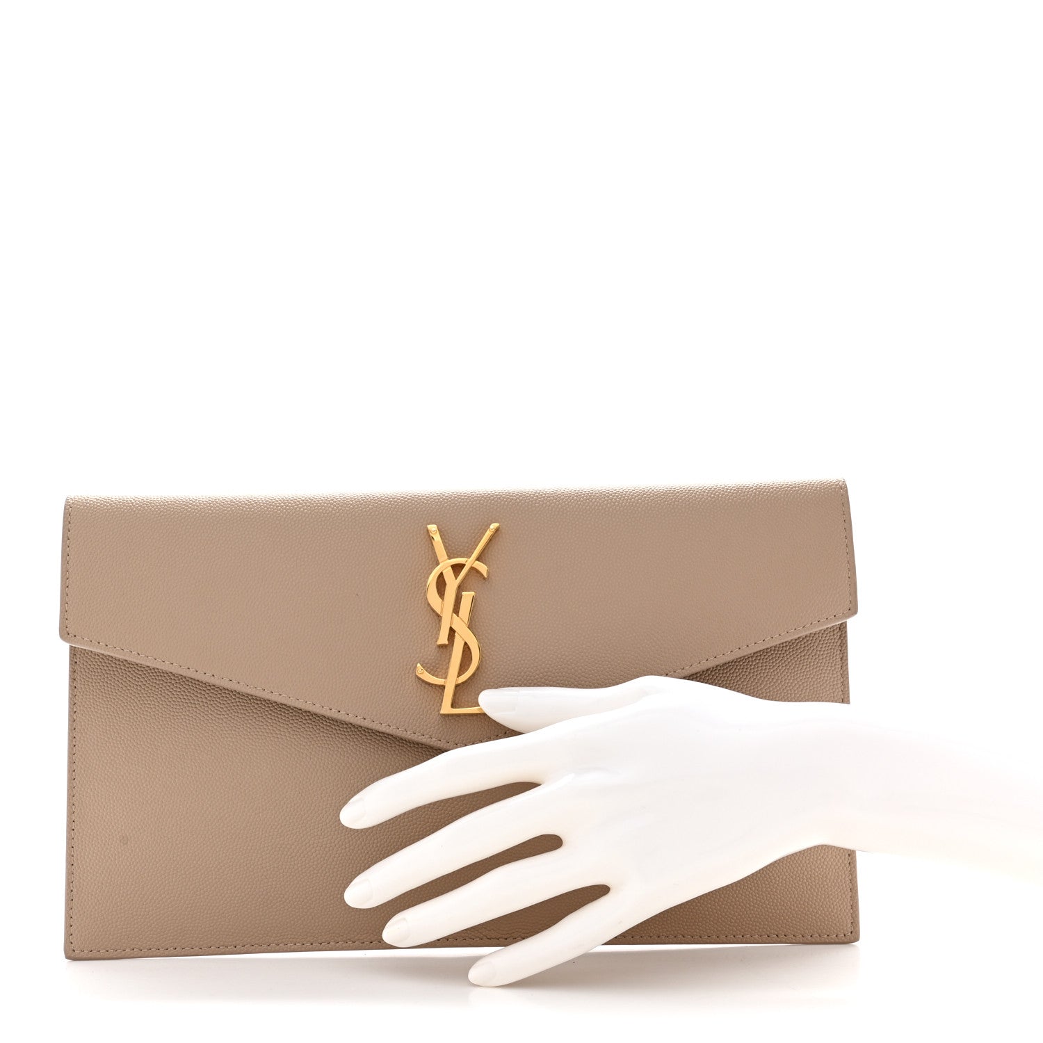Saint Laurent Grain De Poudre Uptown Pouch Dark Beige 2 of 7