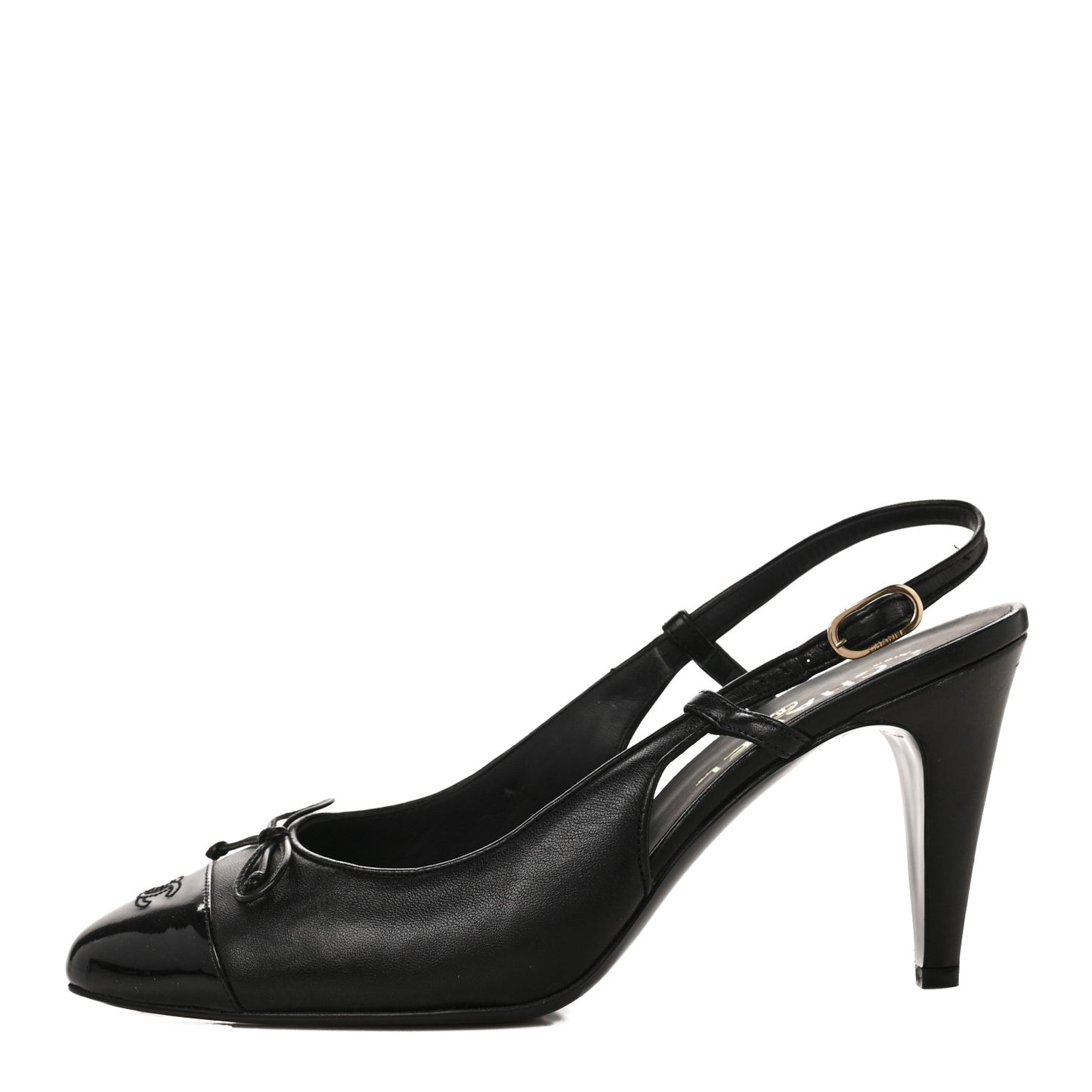 Lambskin Cap Toe CC Slingback Pumps 41 Black