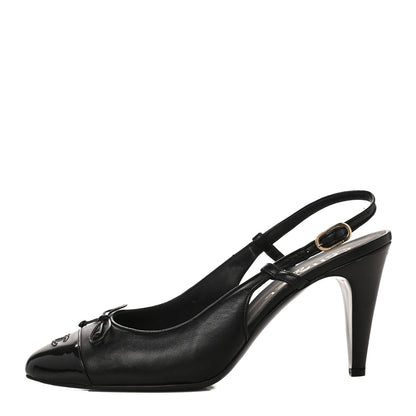 Chanel Lambskin Cap Toe CC Slingback Pumps 41 Black 1 of 8