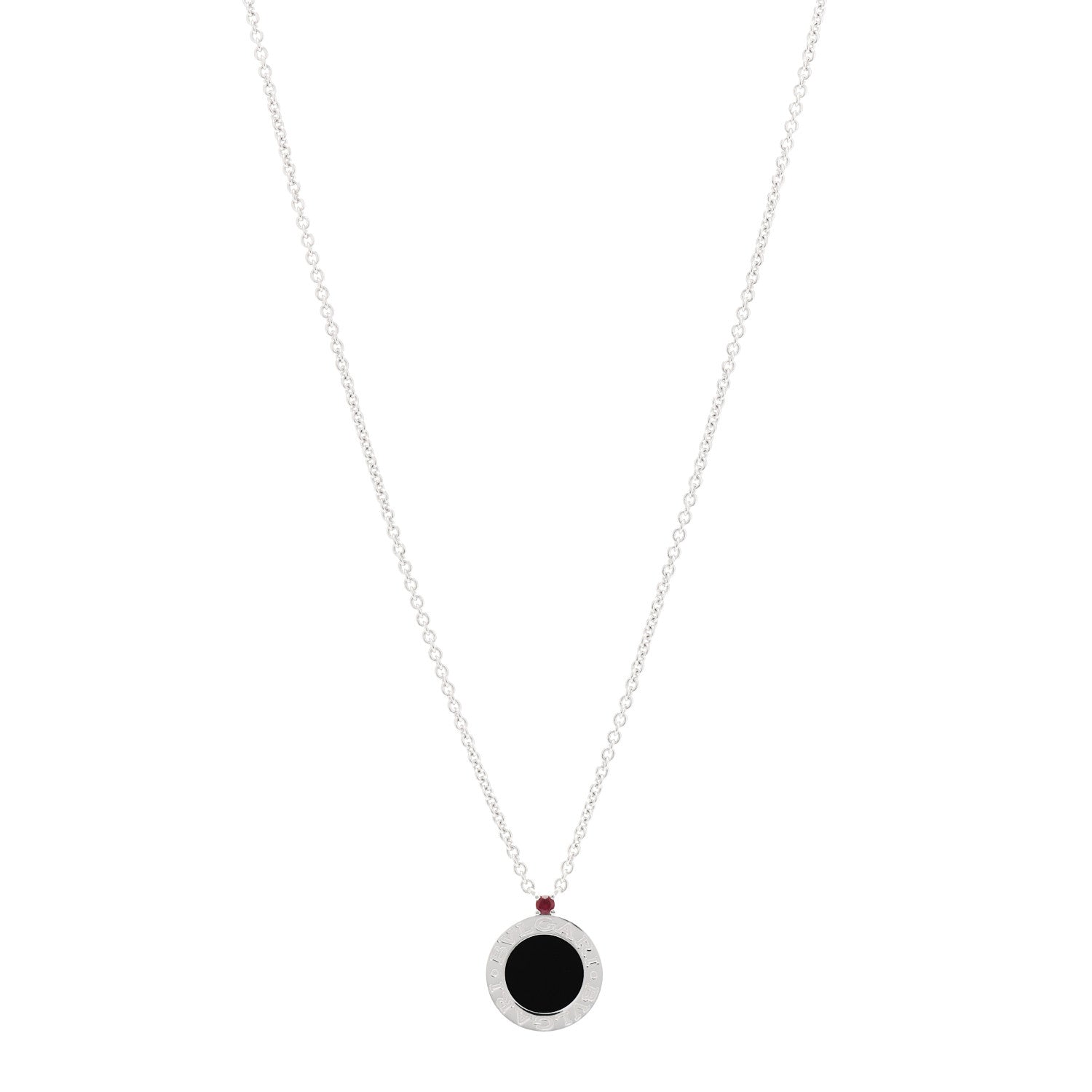Bulgari Sterling Silver Black Onyx Ruby Save The Children Anniversary Pendant Necklace 1 of 7