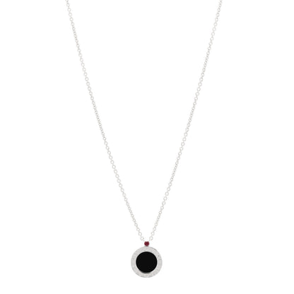 Bulgari Sterling Silver Black Onyx Ruby Save The Children Anniversary Pendant Necklace 1 of 7