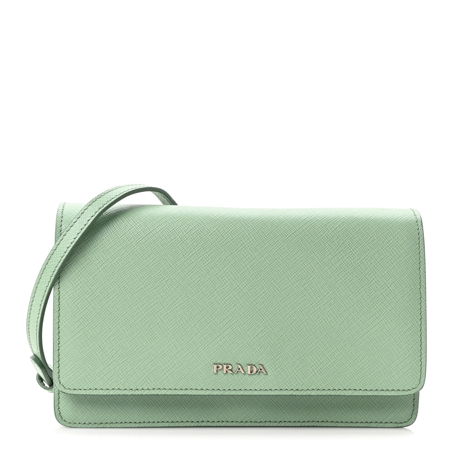 Saffiano Lux Metal Flap Wallet Acquamarina