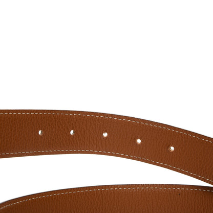 Hermes Togo Box 32mm Calandre H Belt 85 Gold Black 4 of 6