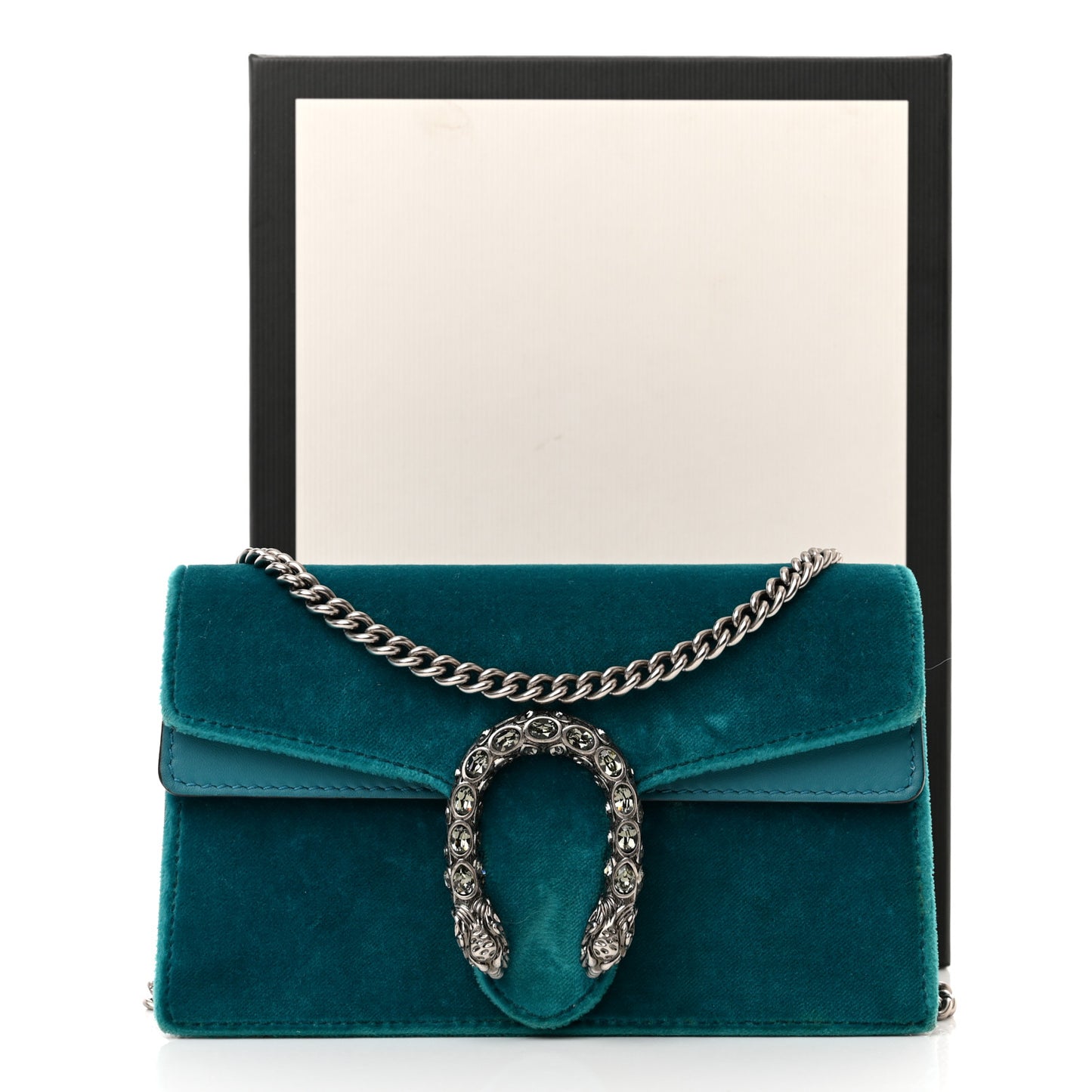 Velvet Super Mini Dionysus Shoulder Bag Pavone Cyan