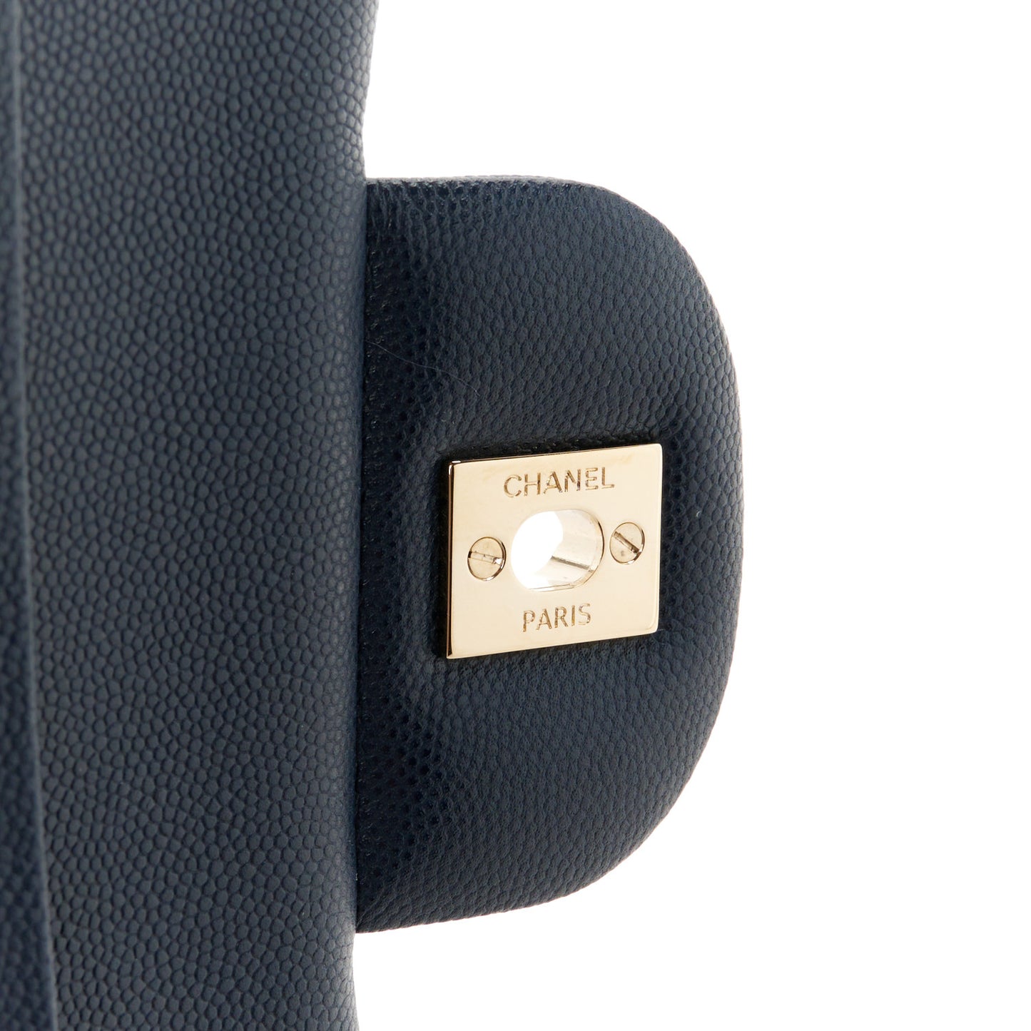 Caviar Quilted Jumbo Double Flap Navy Blue