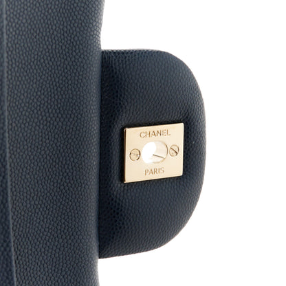 Chanel Caviar Quilted Jumbo Double Flap Navy Blue 7 of 11