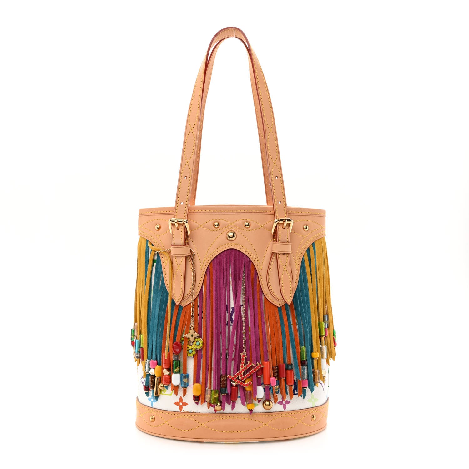 Louis Vuitton Monogram Multicolor Fringe Bucket White 1 of 10