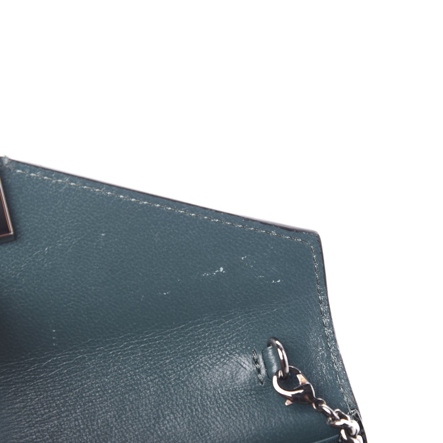 Patent Lizard Embossed Chain Clutch Green