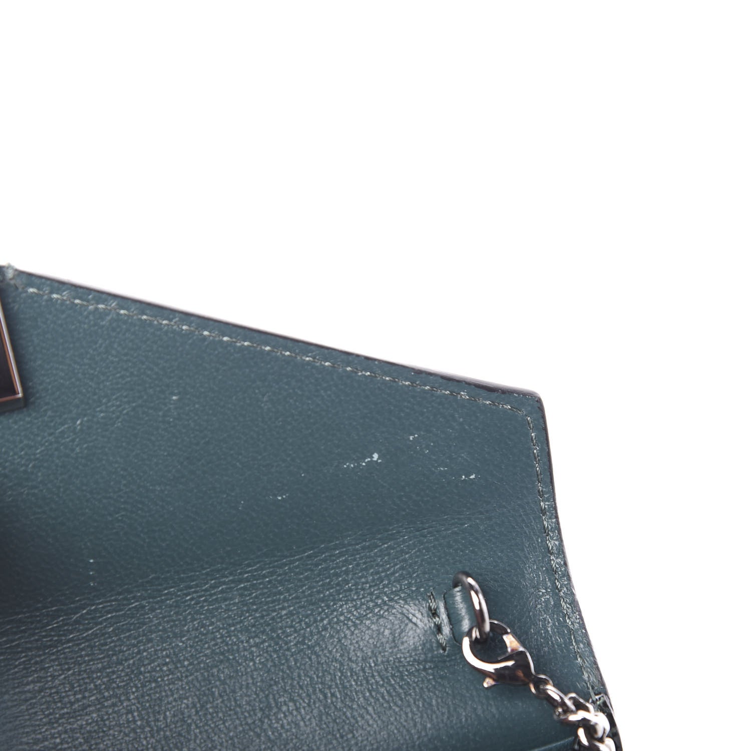 Jimmy Choo Patent Lizard Embossed Chain Clutch Green 7 of 10