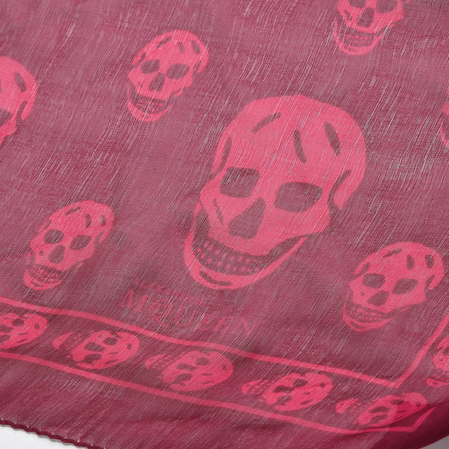 Silk Chiffon Skull Scarf Red Pink