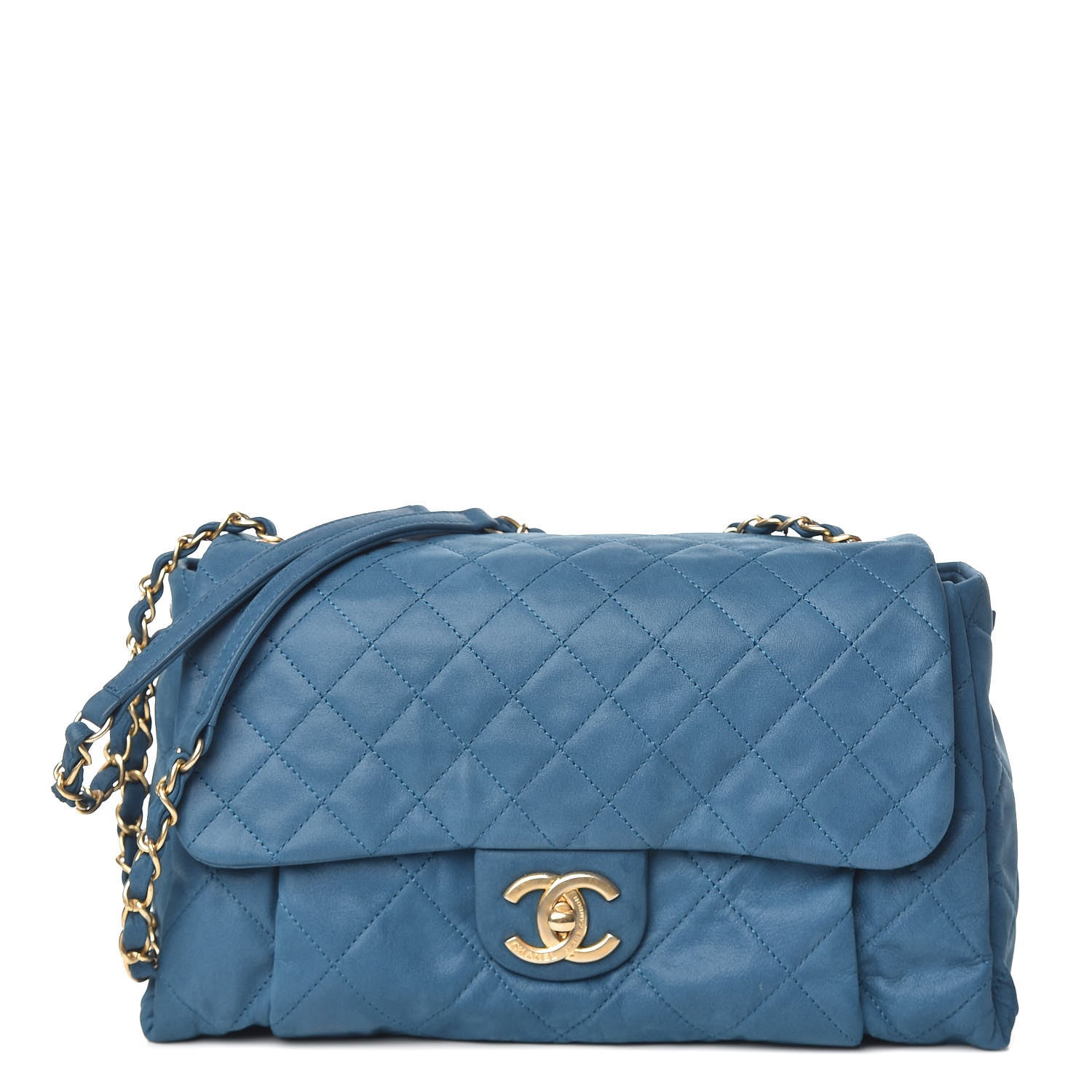Chanel Iridescent Calfskin Large Chic Quilt Flap Dark Blue 1 of 12