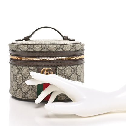 Gucci GG Supreme Monogram Textured Calfskin Web Ophidia Vanity Cosmetic Case Beige Ebony New Acero 2 of 10