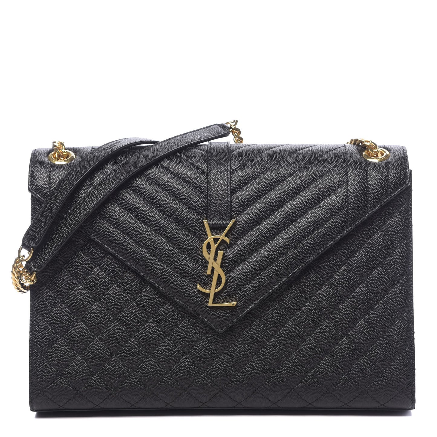 Grain De Poudre Textured Mixed Matelasse Large Triquilt Monogram Satchel Black