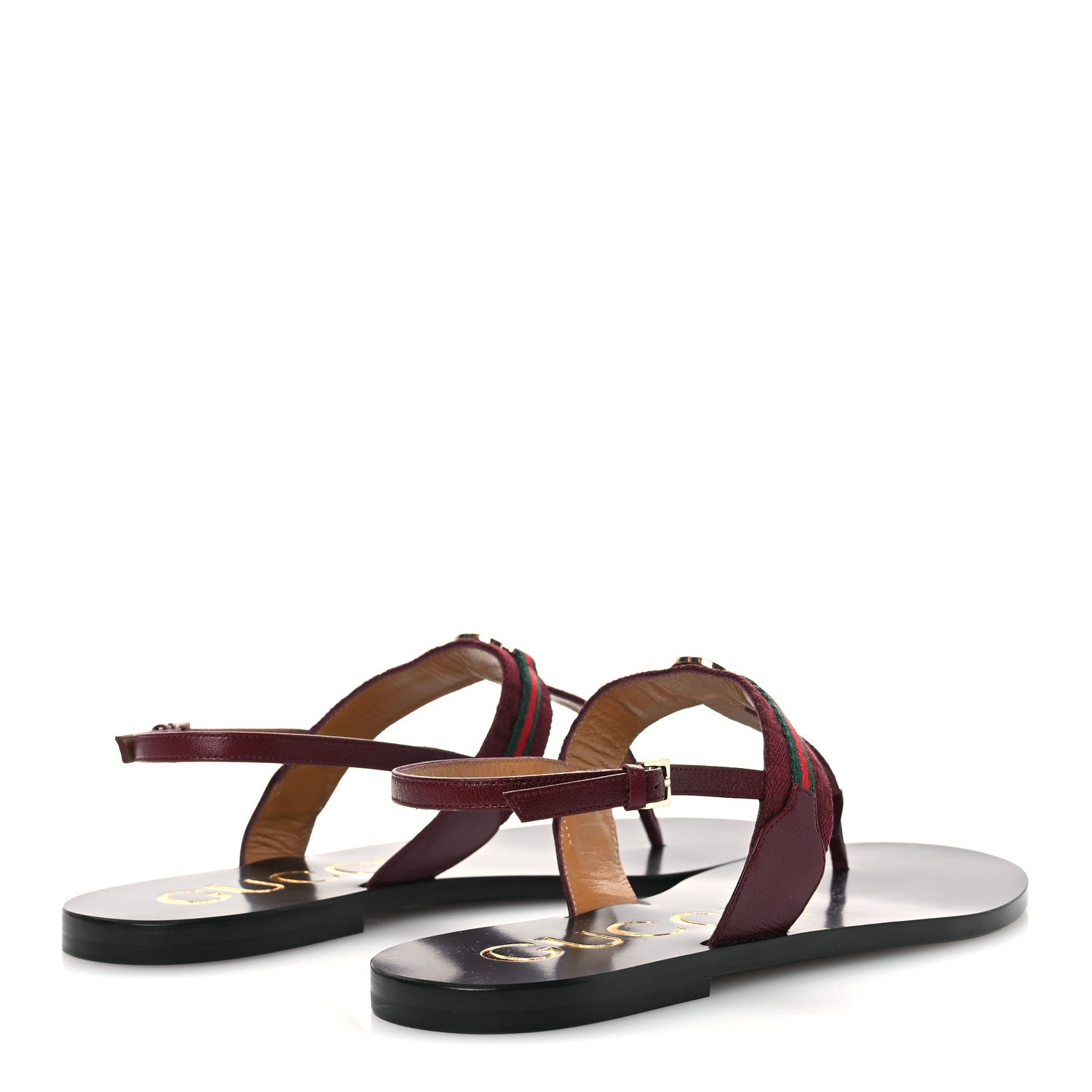 Gucci New Canvas GG Malaga Kid Web Interlocking G Womens Thong Sandals 39.5 Rosso Ancora 5 of 10