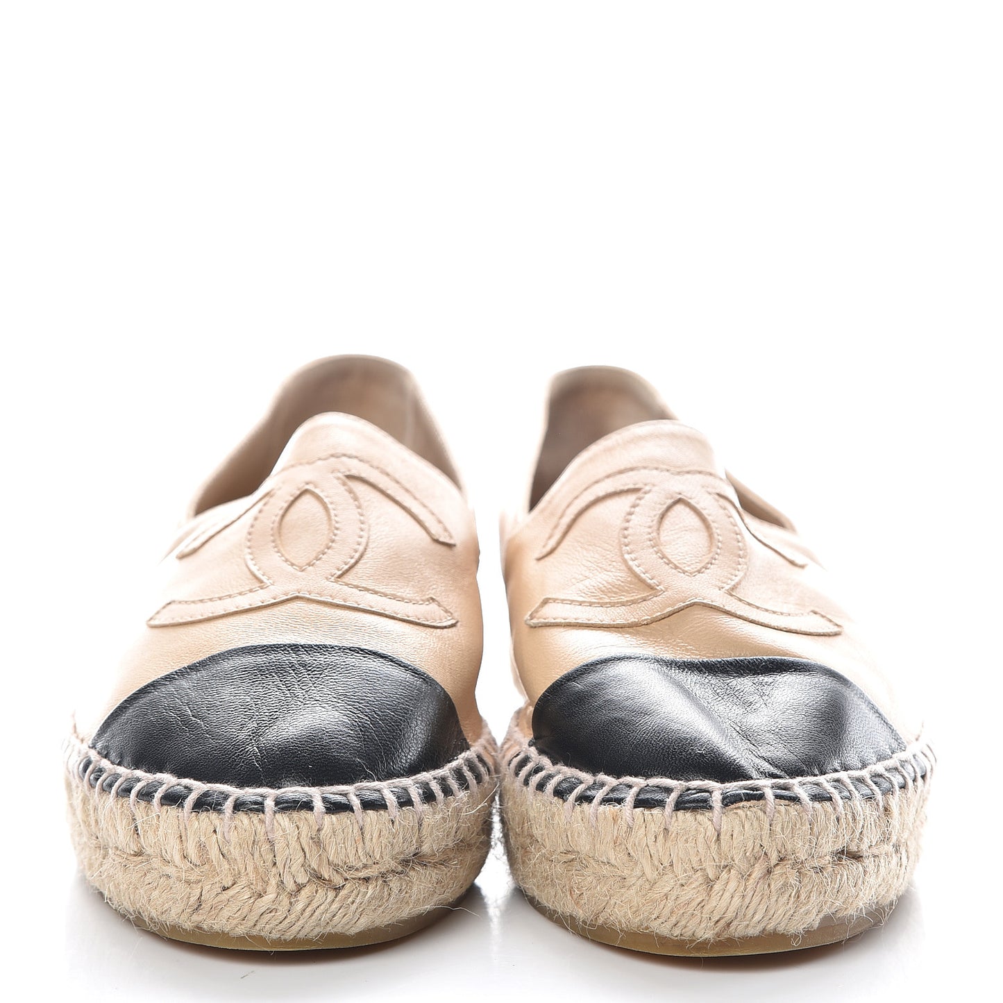 Lambskin CC Espadrilles 35 Beige Black