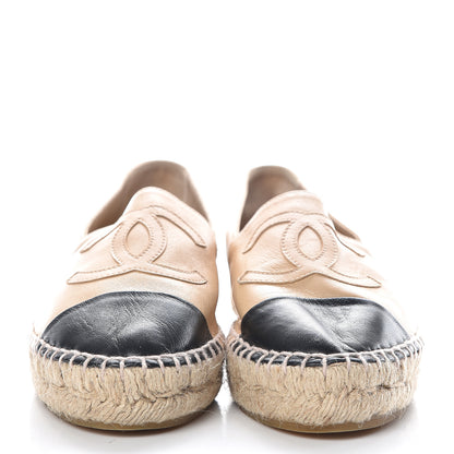 Chanel Lambskin CC Espadrilles 35 Beige Black 2 of 9