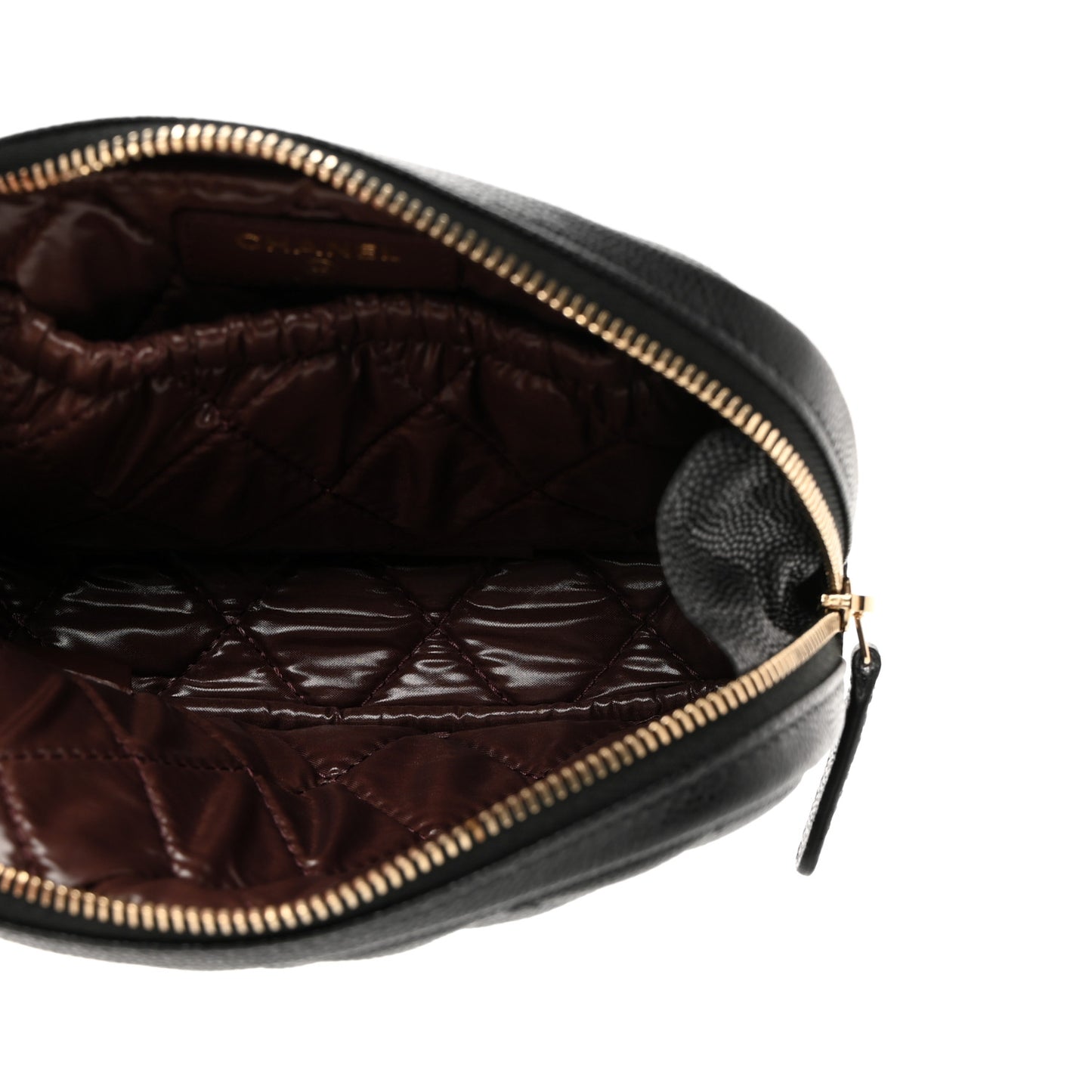 Caviar Quilted Small Curvy Pouch Cosmetic Case Black
