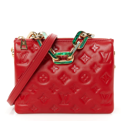Louis Vuitton Mother of Pearl Lambskin Embossed Monogram Coussin BB Red Green 1 of 10