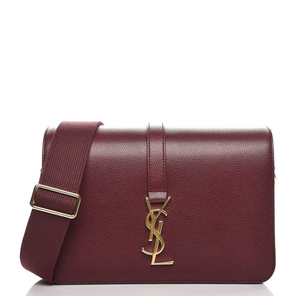 Saint Laurent Textured Calfskin Medium Classic Monogram Universite Bag Dark Red 3 of 8