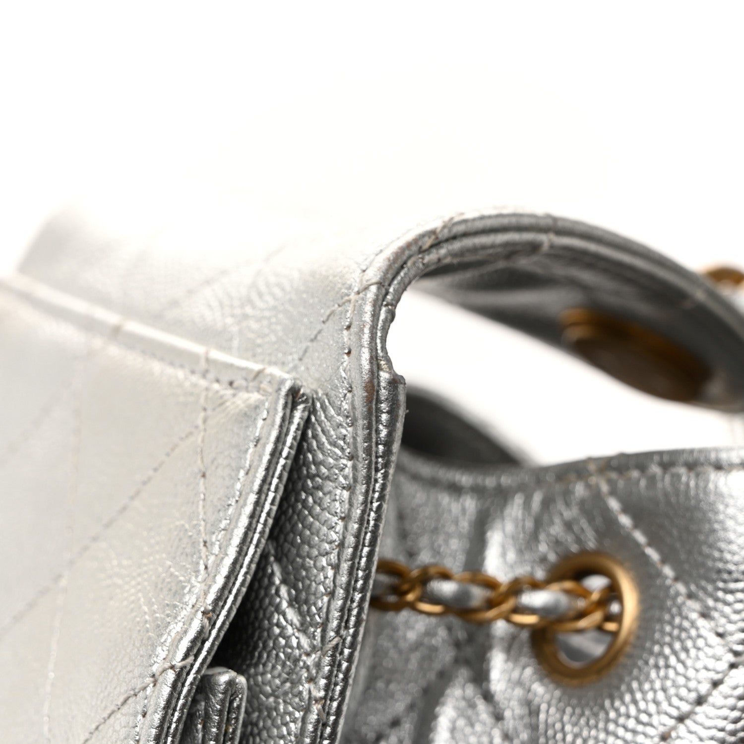 Chanel Metallic Caviar Quilted Small Chanel 25 Handbag Silver 13 of 14