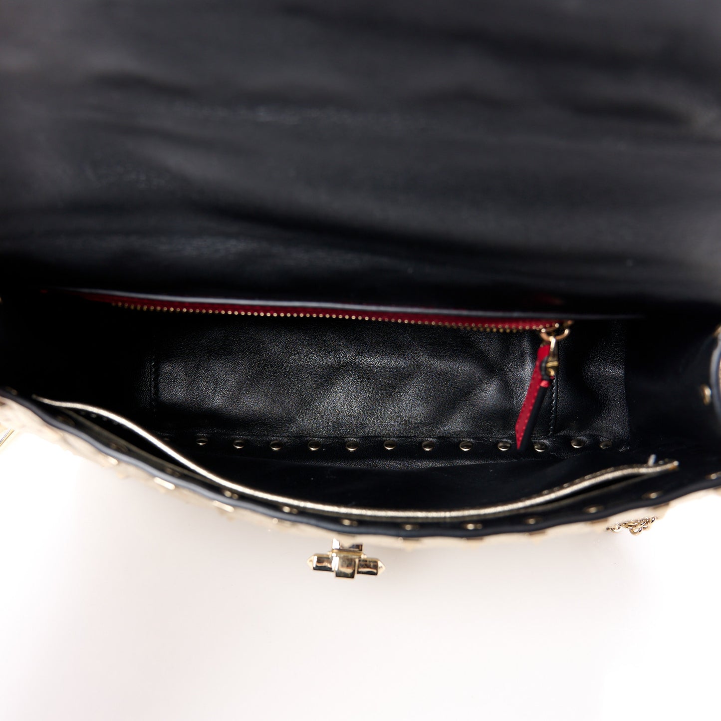 Metallic Wrinkled Lambskin Medium Rockstud Spike Shoulder Bag Mekong