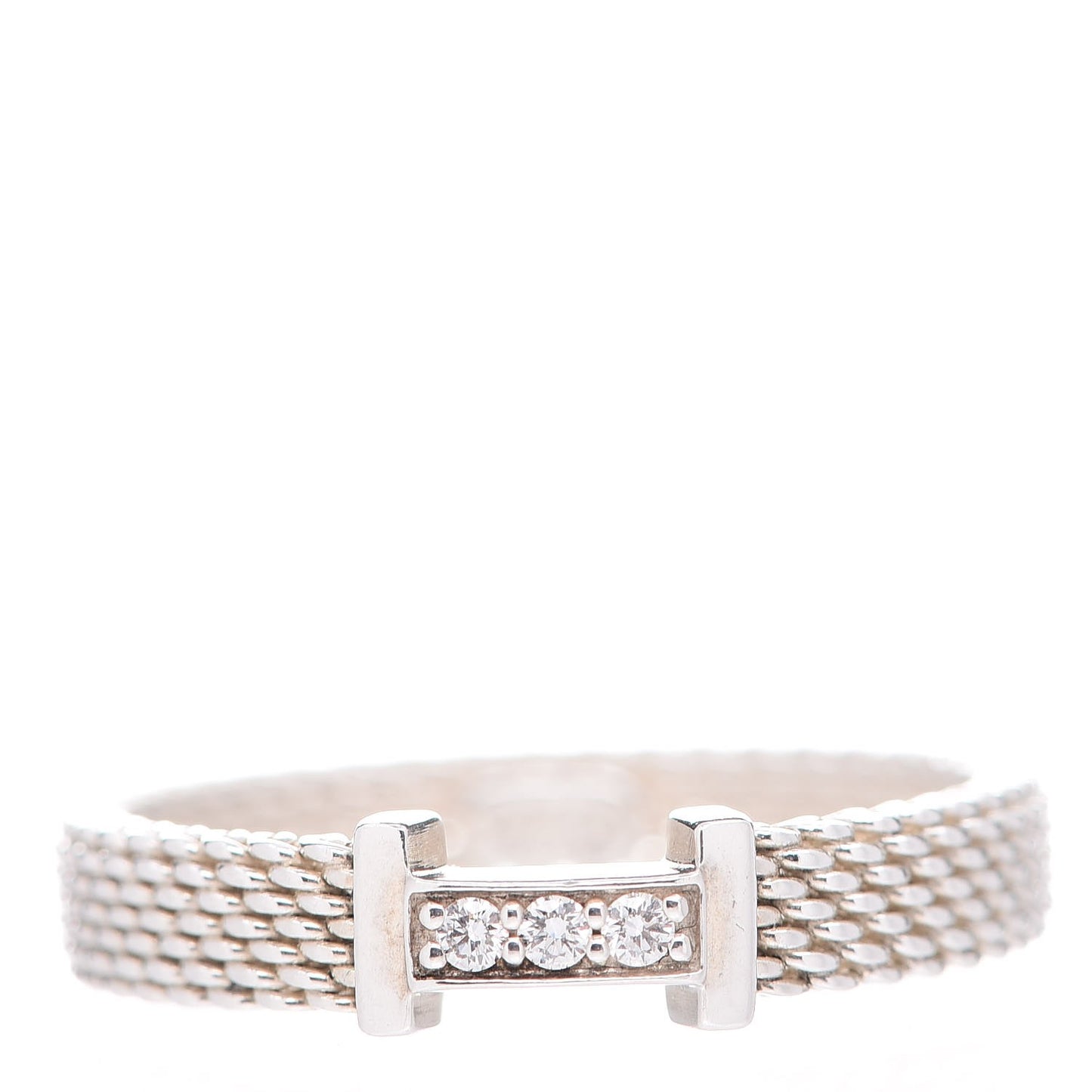 Sterling Silver Diamond Somerset Mesh Band Ring 55 7.25