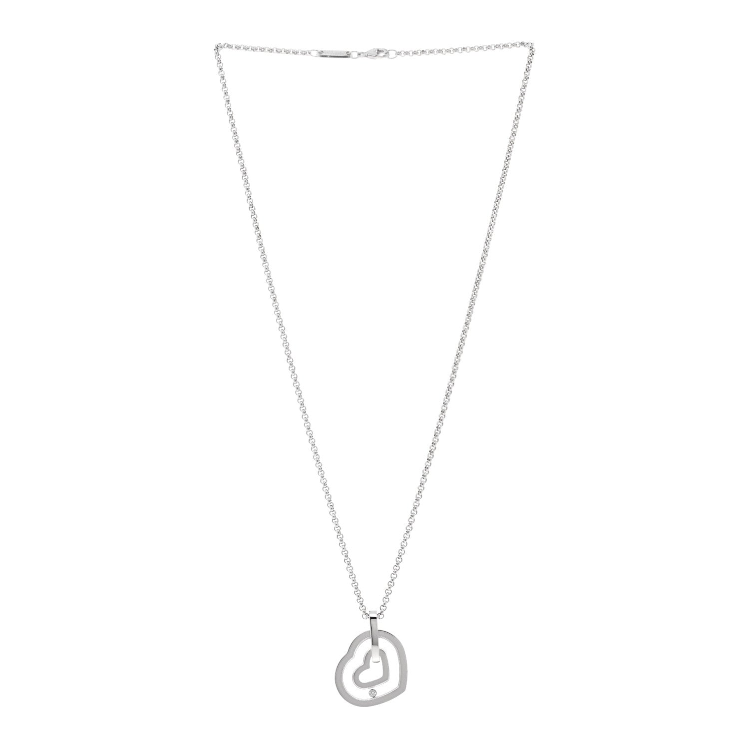 Chopard 18K White Gold Happy Diamonds Double Heart Pendant Necklace 3 of 5