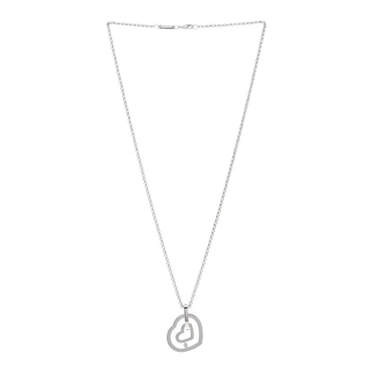 Chopard 18K White Gold Happy Diamonds Double Heart Pendant Necklace 3 of 5