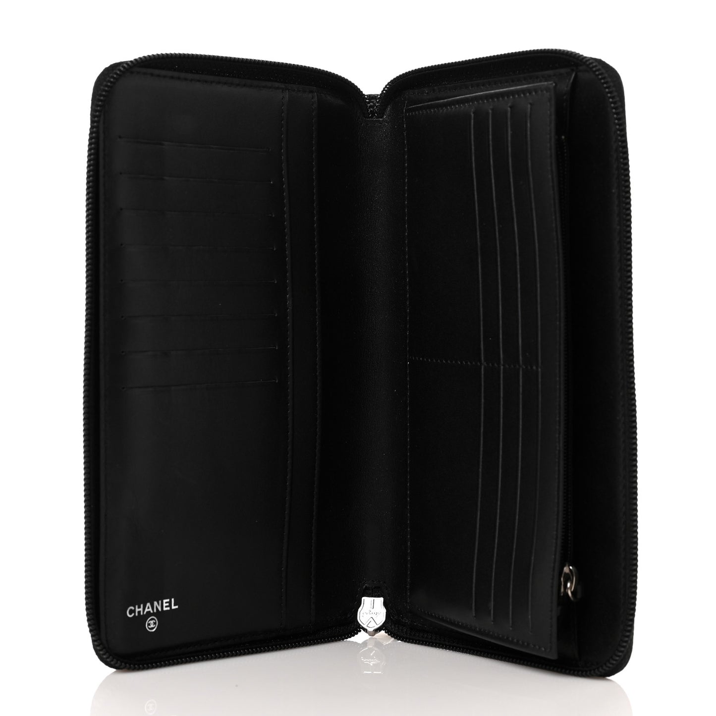 Caviar Large Timeless CC Zip Around Organizer Wallet Black