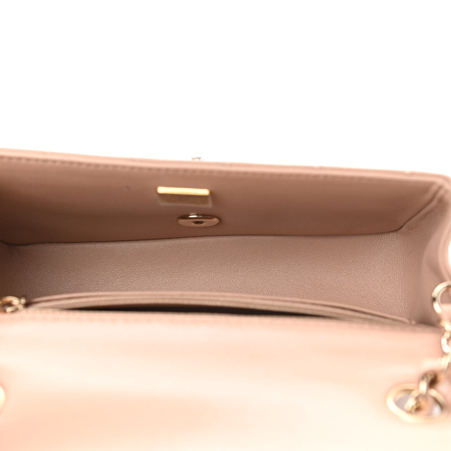 Lambskin Quilted Mini Rectangular Flap Beige
