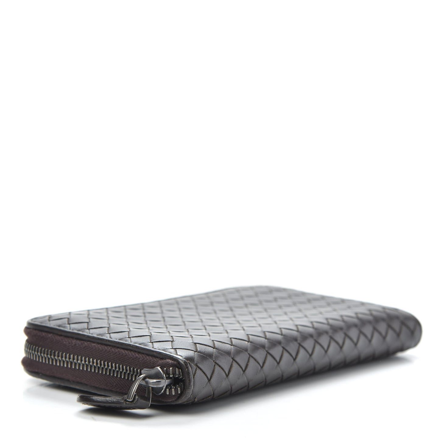 Nappa Intrecciato Zip Around Wallet Ebano