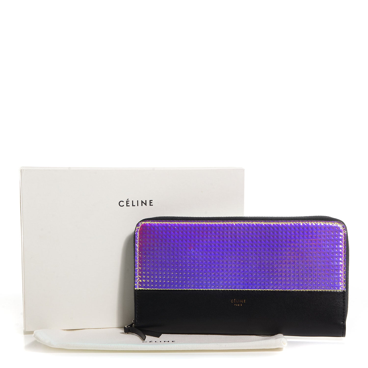 Celine Leather Hologram Holographic Zip Continental Wallet 9 of 9