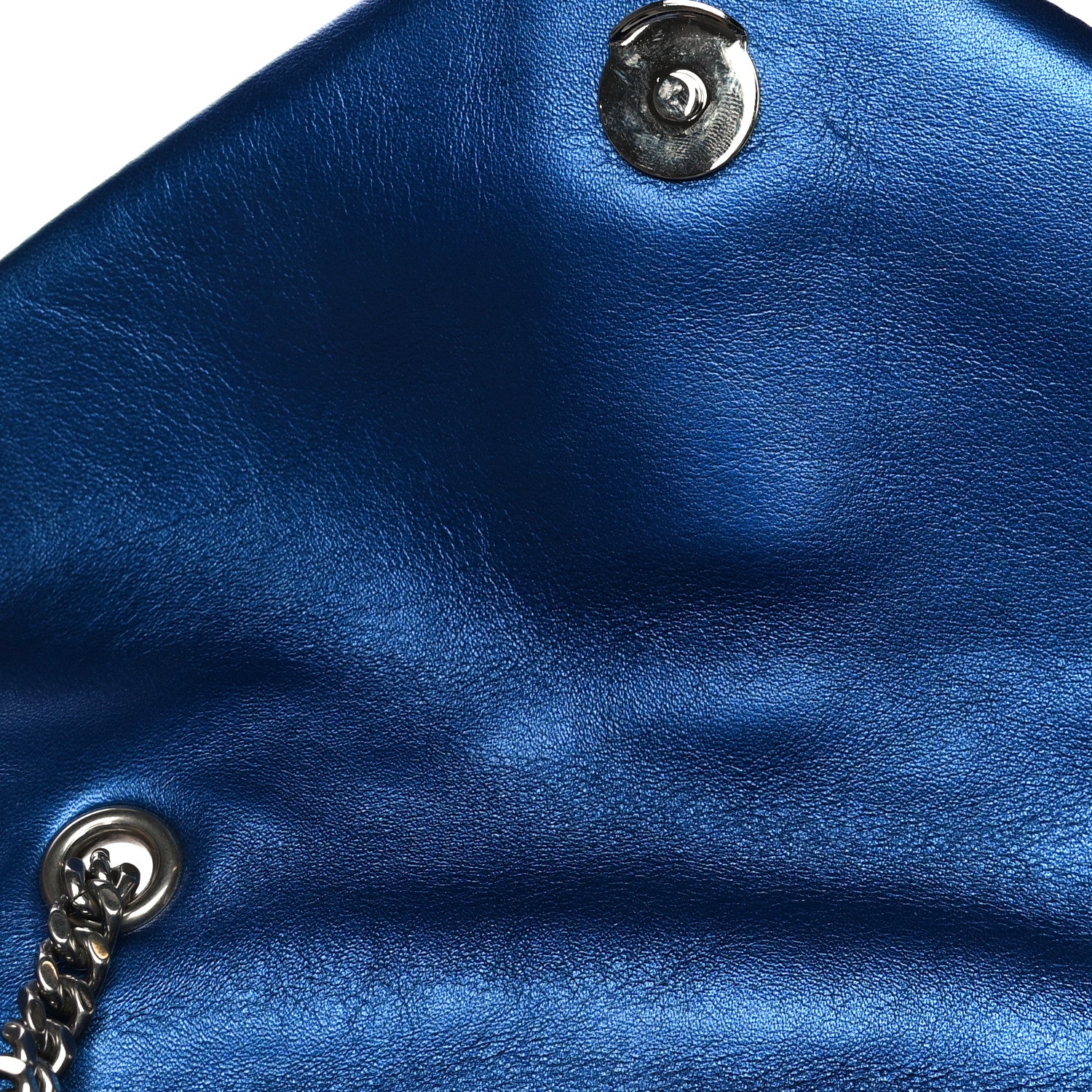 Saint Laurent Metallic Calfskin Y Quilted Monogram Small Loulou Chain Satchel Blue Royal 11 of 18